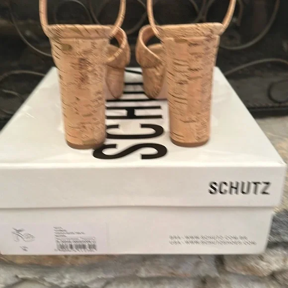 SCHUTZ Tan Platform Heels with Chunky Cork Heel - Picture 12 of 16